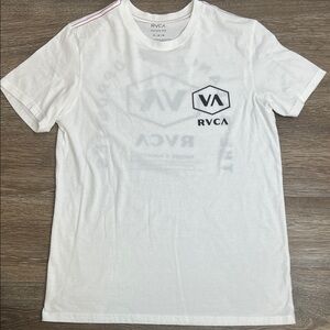 RVCA White Graphic Logo Tee | Balance of Opposites Back Print | Size M